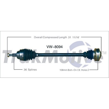 Surtrack Axle Cv Axle Shaft, Vw-8094 VW-8094